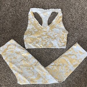 LP Gold and White Sports Bra Set
